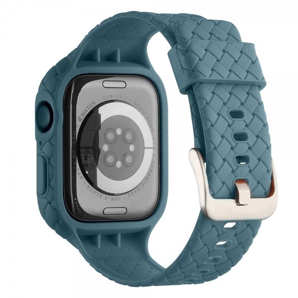 Apple Watch 45mm Armbånd Vevtekstur Grønnblå