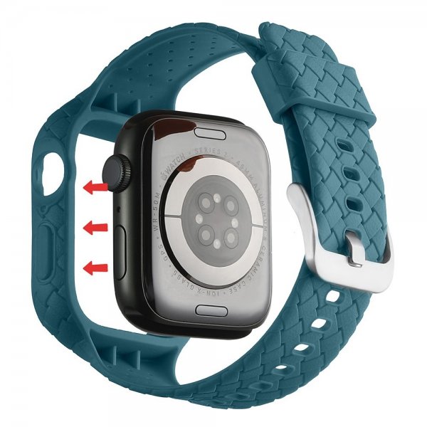 Apple Watch 45mm Armbånd Vevtekstur Grønnblå