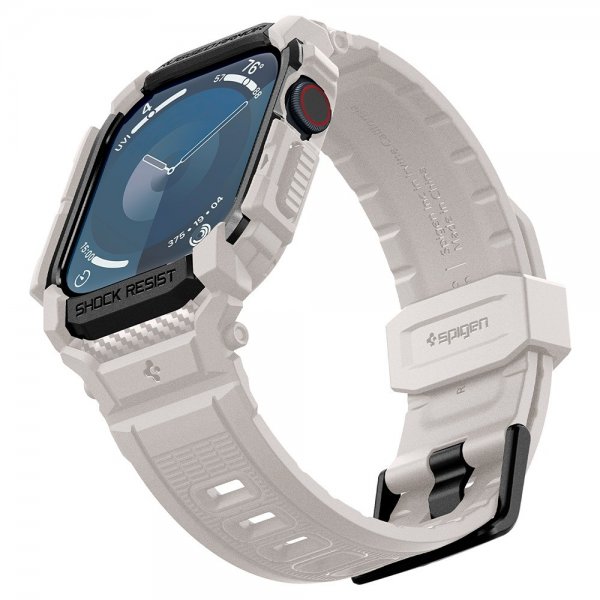 Spigen Apple Watch 46mm (Series 10/11) Armbånd og Deksel Rugged Armor Pro Dune Beige