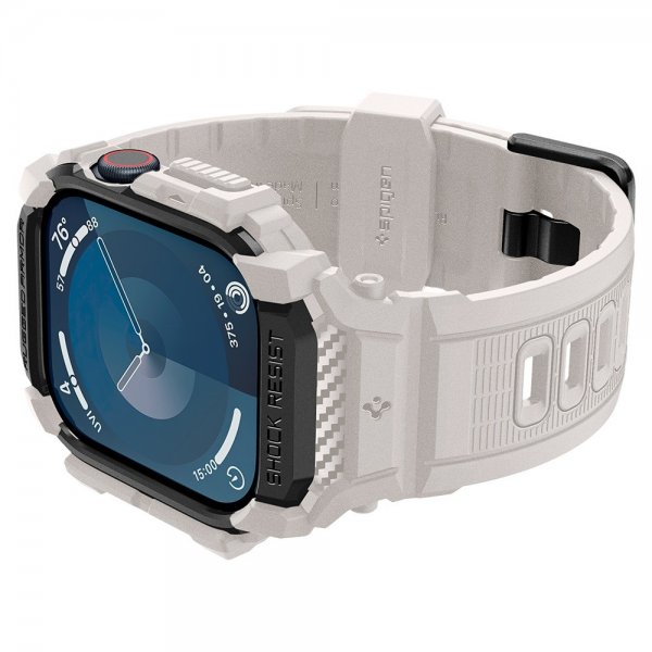 Spigen Apple Watch 46mm (Series 10/11) Armbånd og Deksel Rugged Armor Pro Dune Beige