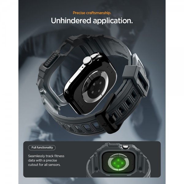 Spigen Apple Watch 46mm (Series 10/11) Armbånd Rugged Armor Pro 2 Dark Gray