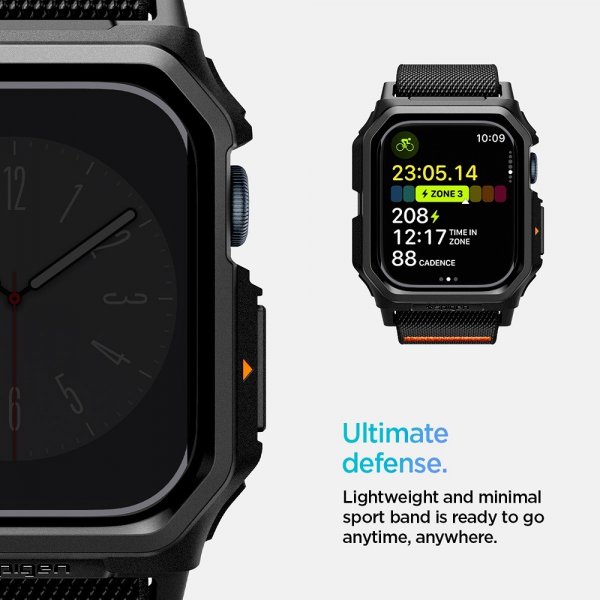 Spigen Apple Watch 46mm (Series 10/11) Armbånd og Deksel Lite Fit Pro Matte Black