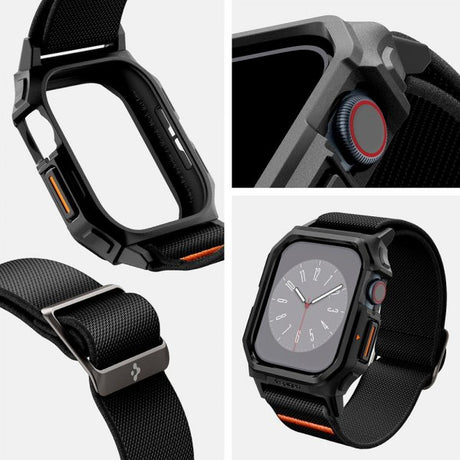 Spigen Apple Watch 46mm (Series 10/11) Armbånd og Deksel Lite Fit Pro Matte Black