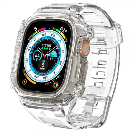 Spigen Watch Ultra 49mm Armbånd og Deksel Rugged Armor Pro Crystal Clear