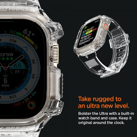 Spigen Watch Ultra 49mm Armbånd og Deksel Rugged Armor Pro Crystal Clear