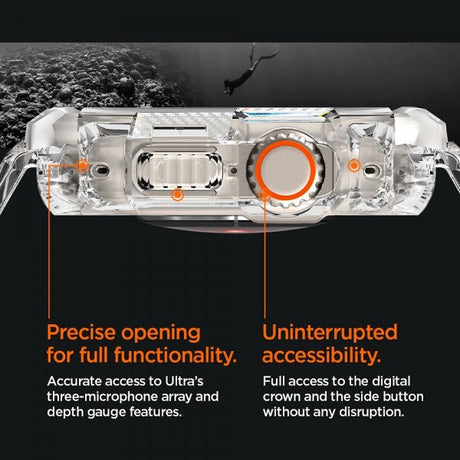 Spigen Watch Ultra 49mm Armbånd og Deksel Rugged Armor Pro Crystal Clear