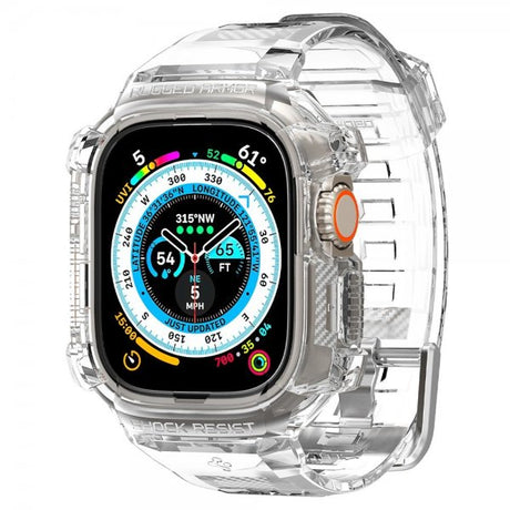 Spigen Watch Ultra 49mm Armbånd og Deksel Rugged Armor Pro Crystal Clear