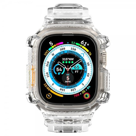 Spigen Watch Ultra 49mm Armbånd og Deksel Rugged Armor Pro Crystal Clear