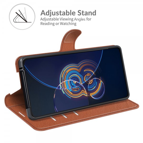 Asus Zenfone 8 Flip Etui Litchi Brun