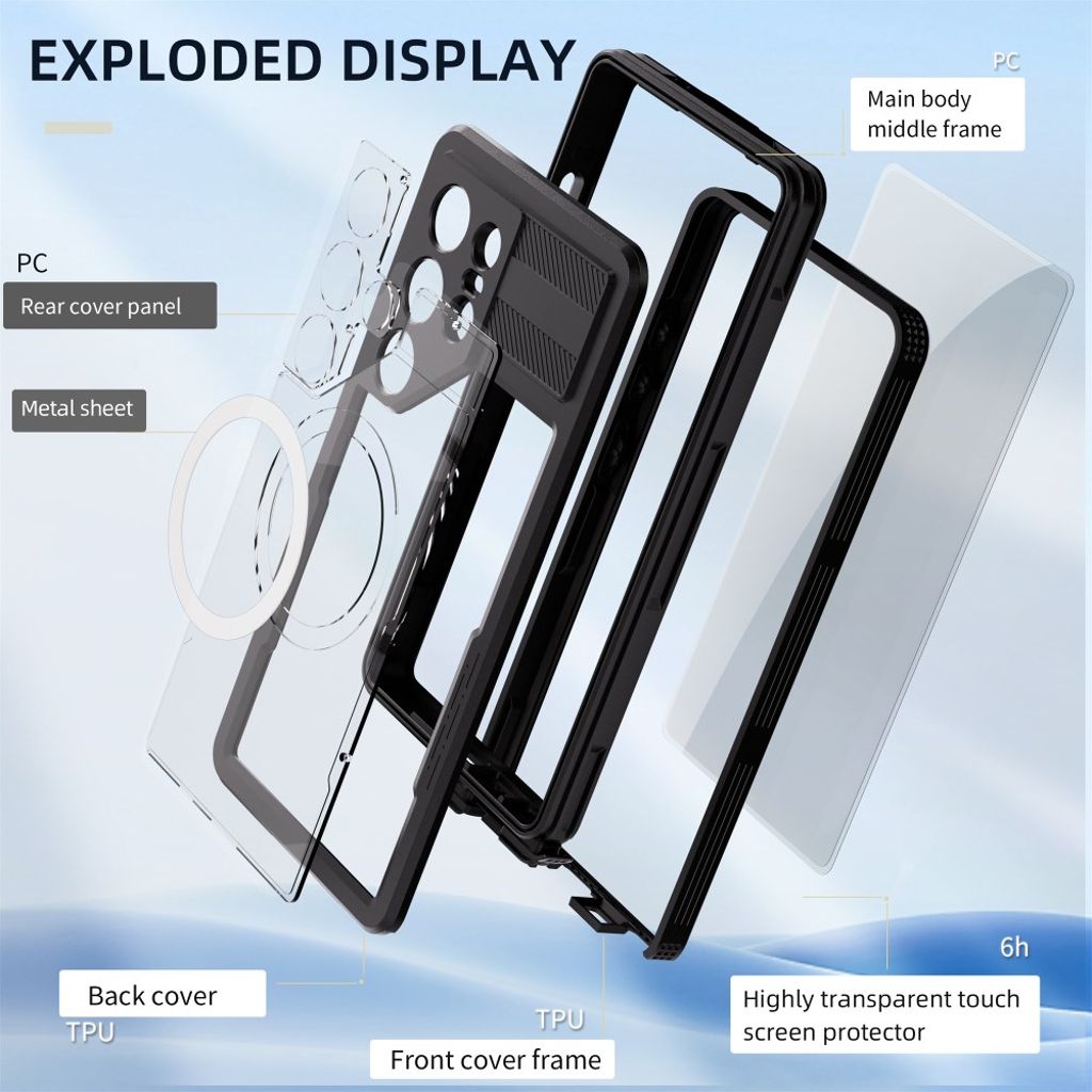 Redpepper Samsung Galaxy S25 Ultra Deksel Vanntett IP68 MagSafe Svart