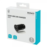 Deltaco Mobillader til bil 12/24V USB-A Car Charger