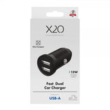 X2O Mobillader til bil 2x12W USB-A Svart