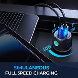 Joyroom Mobillader til bil CCN01 60W Car Charger with Light Button USB-A USB-C