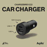 Aqiila Mobillader til bil Chargebird CC2 USB-C + USB-A 32W Svart