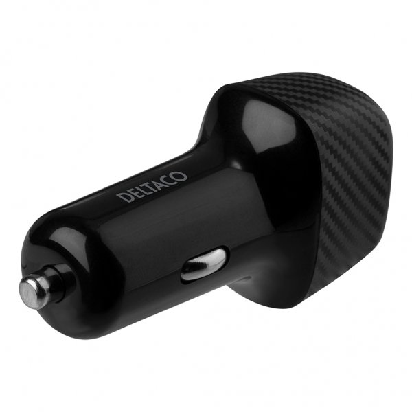 Deltaco Mobillader til bil USB-A USB-C Quickcharge 36W Svart