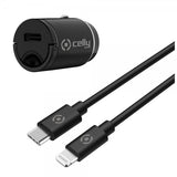 Celly Mobillader til bil med Lightning-kabel CCMINILIGHT 20W Hvit
