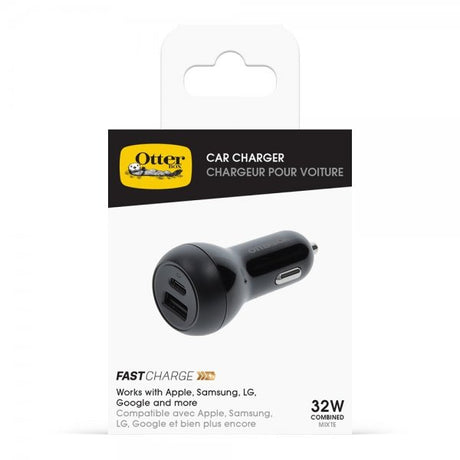 Otterbox Mobillader til bil USB-C 20W & USB-A 12W Svart