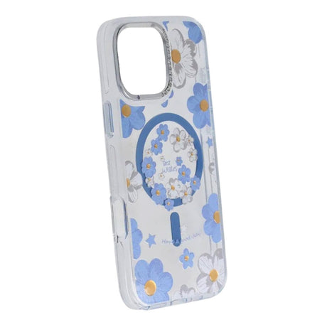 iPhone 16 Pro Deksel med blomstermønster, MagSafe, Blå