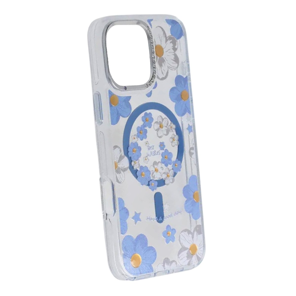 iPhone 16 Pro Max Deksel med blomstermønster MagSafe Blå