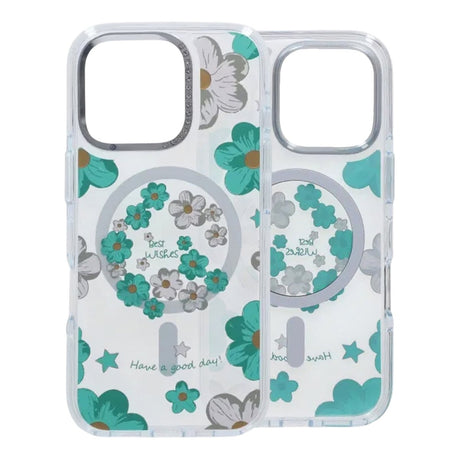 iPhone 16 Pro Max Deksel med blomstermønster MagSafe Grønn