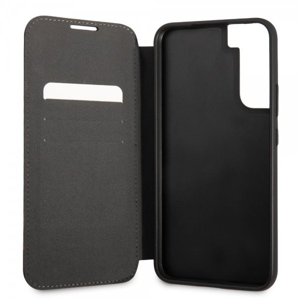 BMW Samsung Galaxy S22 Plus Etui Triangle Pattern & Tricolor Stripe Svart