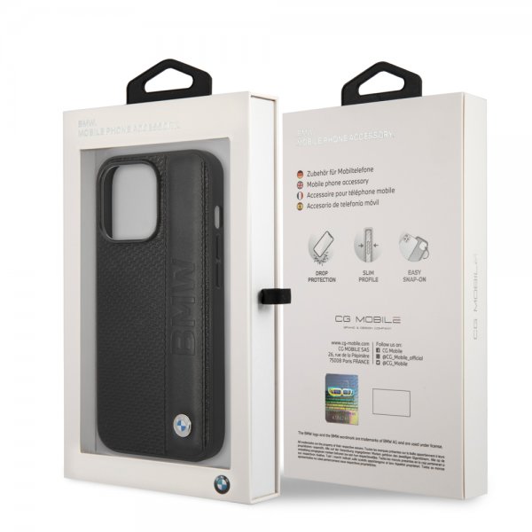 BMW iPhone 14 Pro Max Deksel Big Logo Stripe Svart