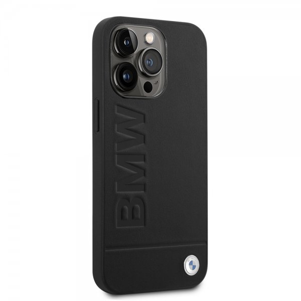 BMW iPhone 14 Pro Deksel Hot Stamp Metal Logo Svart