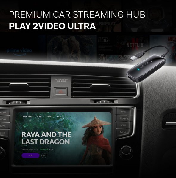 Ottocast Play2Video Ultra Trådløs CarPlay/Android Auto Adapter Alt-i-1