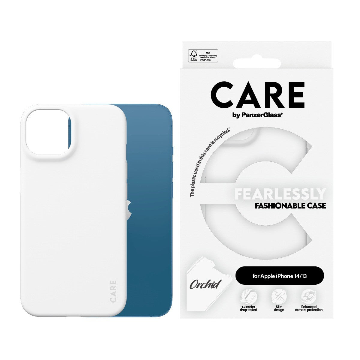 CARE by PanzerGlass iPhone 13/iPhone 14 Deksel Fashionable White Orchid