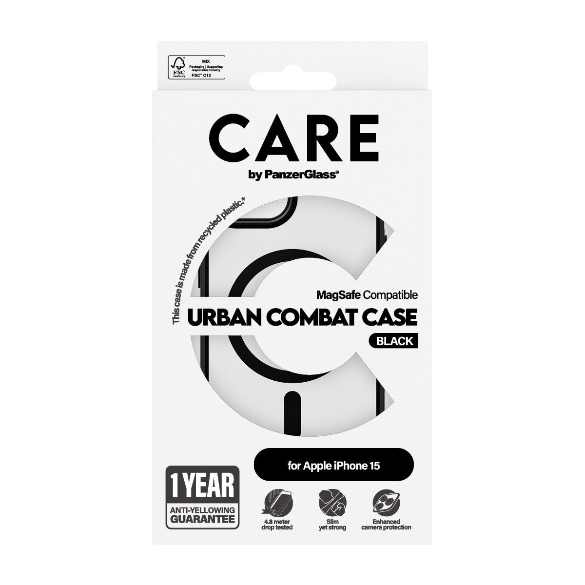 CARE by PanzerGlass iPhone 15 Deksel Urban Combat MagSafe Svart