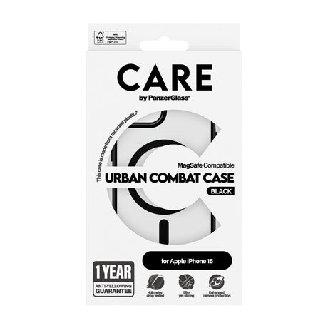 CARE by PanzerGlass iPhone 15 Deksel Urban Combat MagSafe Svart