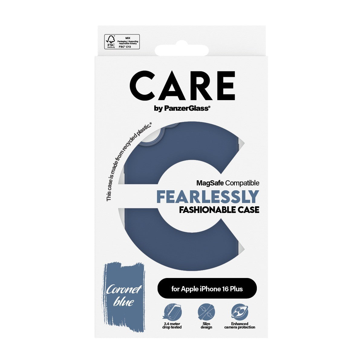 CARE by PanzerGlass iPhone 16 Plus Deksel Fashionable MagSafe Blå