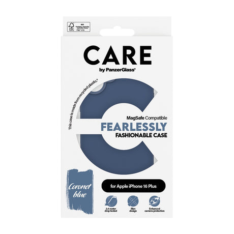 CARE by PanzerGlass iPhone 16 Plus Deksel Fashionable MagSafe Blå