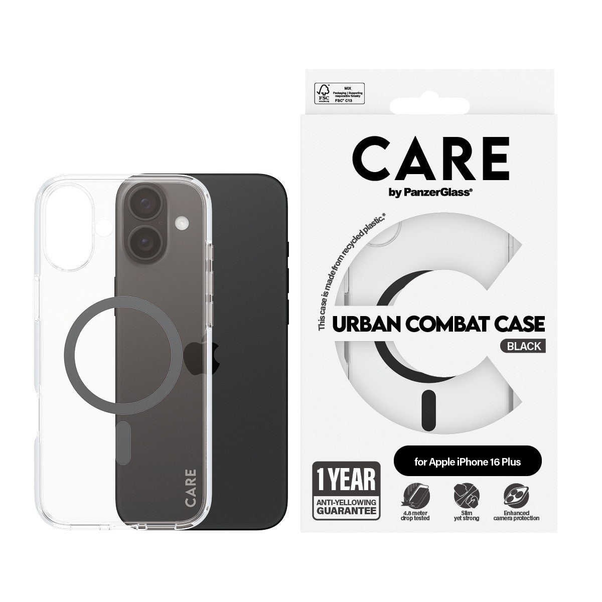 CARE by PanzerGlass iPhone 16 Plus Deksel Urban Combat MagSafe Svart