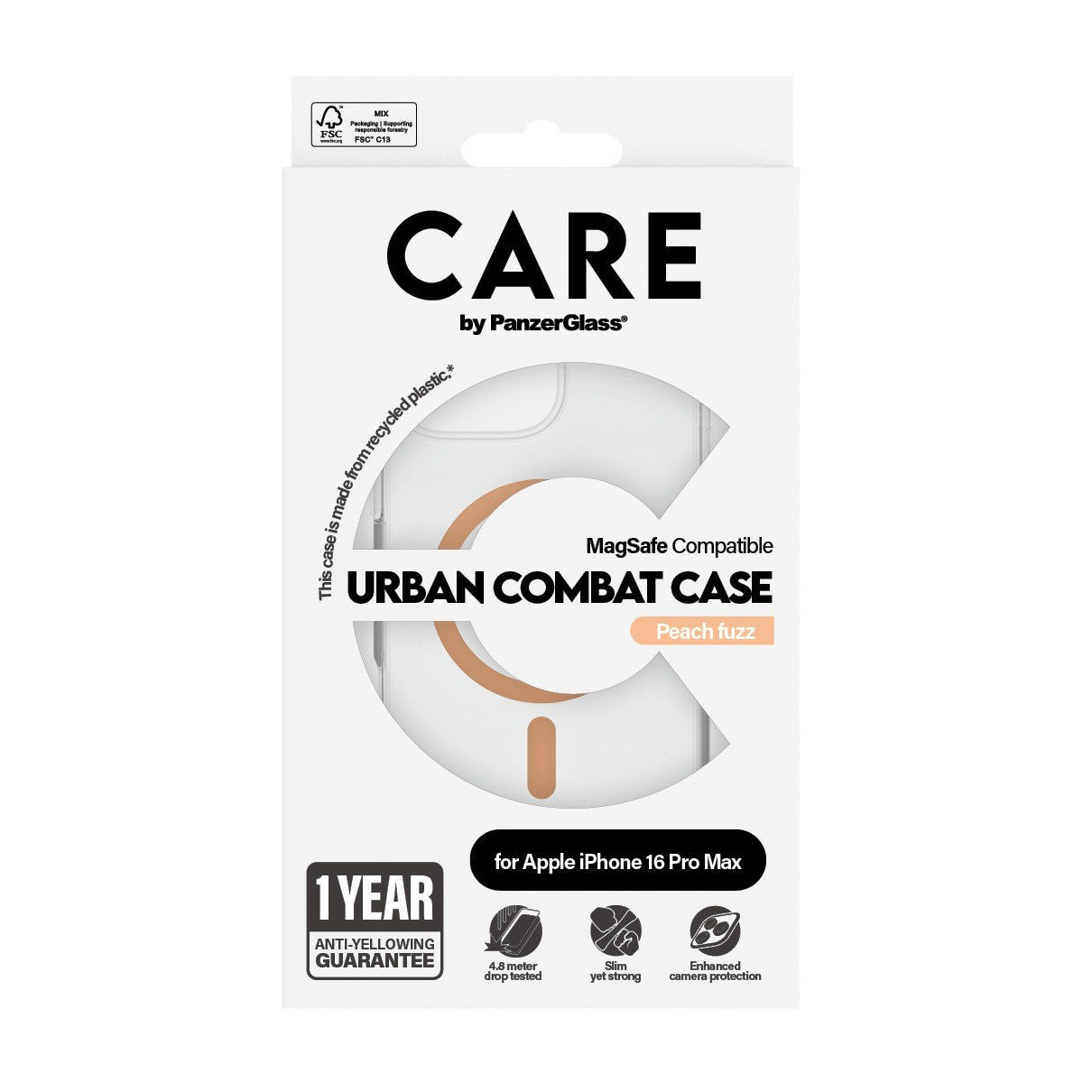 CARE by PanzerGlass iPhone 16 Pro Max Deksel Urban Combat MagSafe Peachy