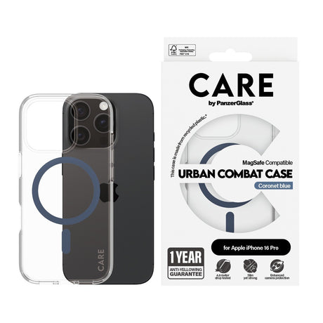 CARE by PanzerGlass iPhone 16 Pro Deksel Urban Combat MagSafe Blå