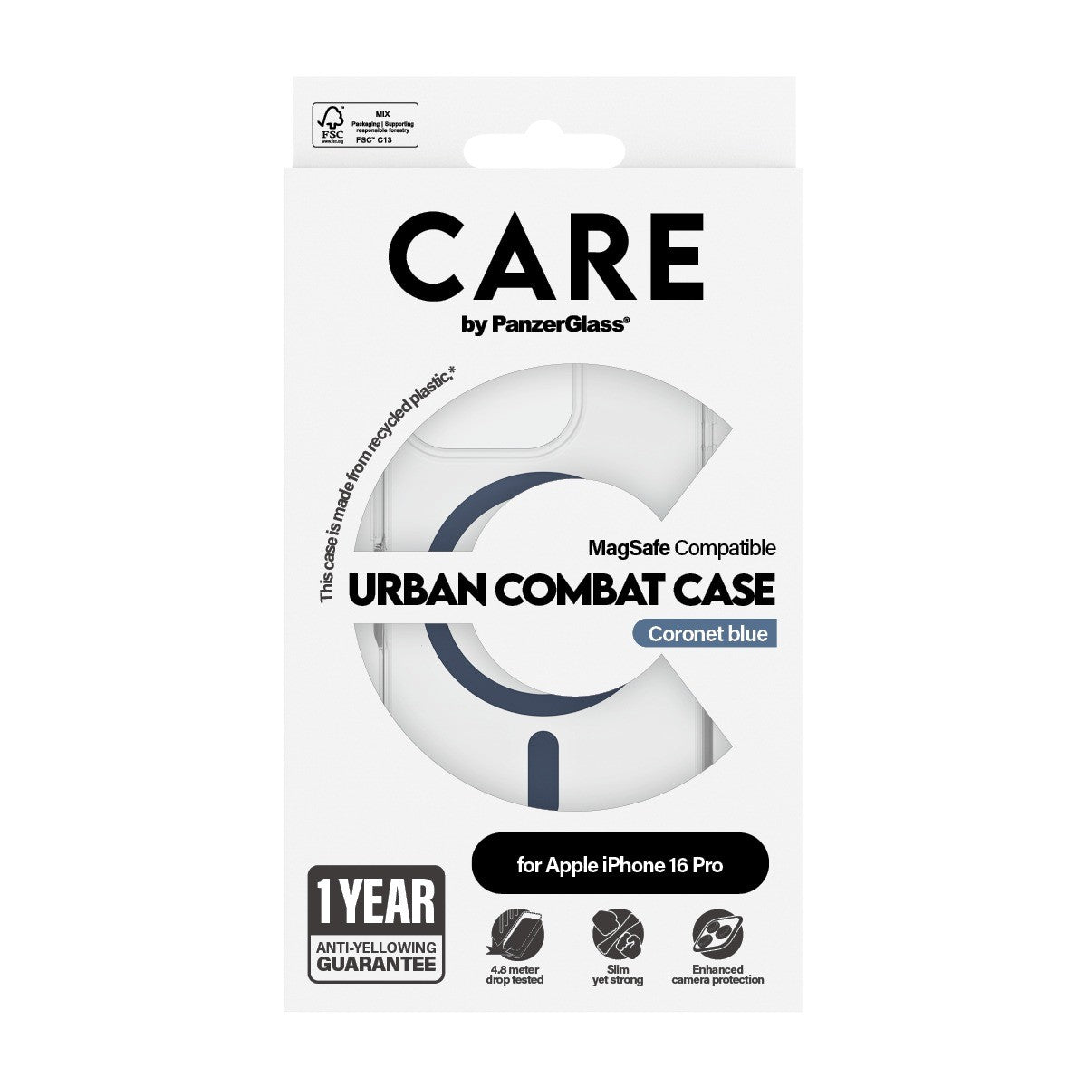 CARE by PanzerGlass iPhone 16 Pro Deksel Urban Combat MagSafe Blå