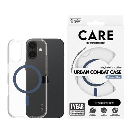 CARE by PanzerGlass iPhone 16 Deksel Urban Combat MagSafe Blå
