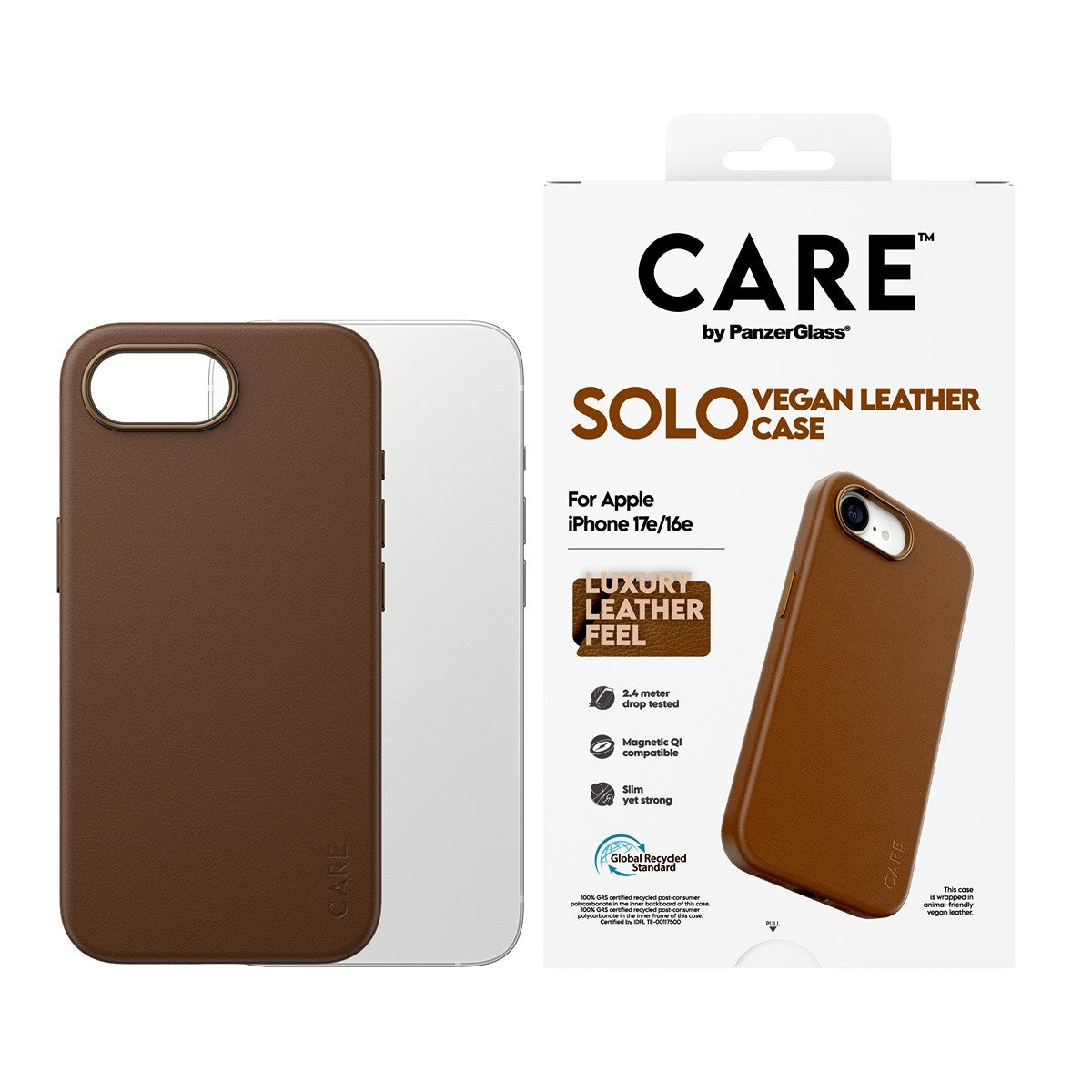 CARE by PanzerGlass iPhone 16e/iPhone 17e Deksel Solo MagSafe Brun
