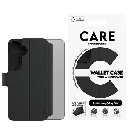 CARE by PanzerGlass Samsung Galaxy S25 Etui Wallet Kickstand Svart