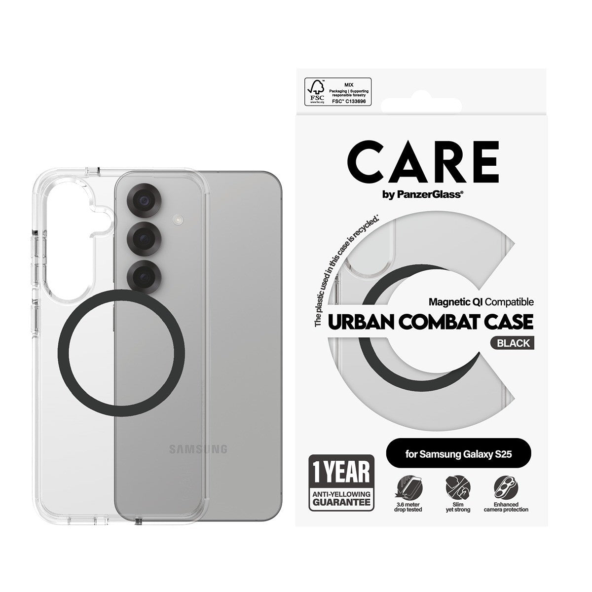 CARE by PanzerGlass Samsung Galaxy S25 Deksel Urban Combat MagSafe Svart