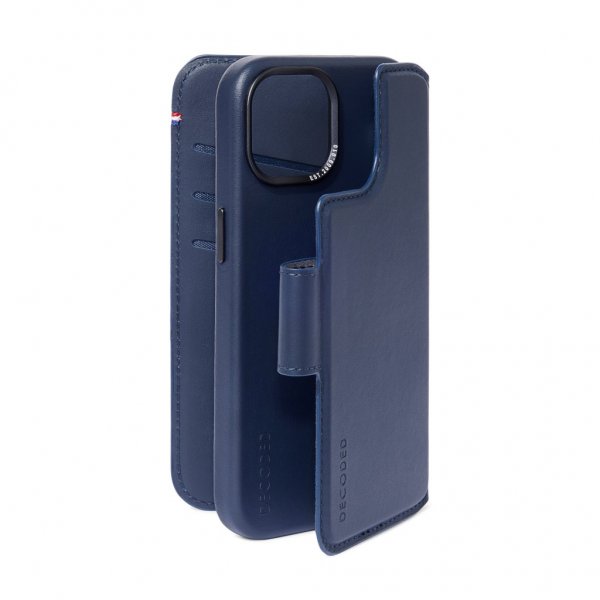 Decoded iPhone 15 Plus Etui Leather Detachable Wallet True Navy