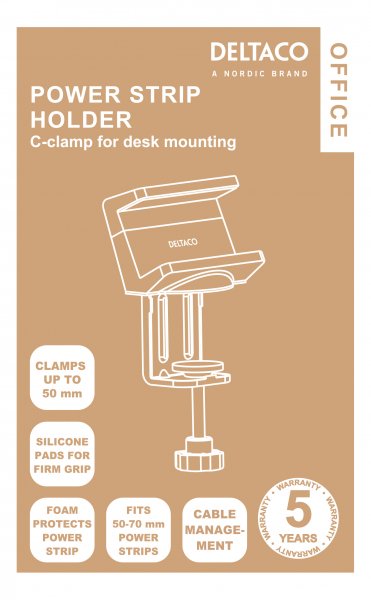 Deltaco OFFICE Clamp-on power strip holder for desk