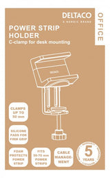 Deltaco OFFICE Clamp-on power strip holder for desk