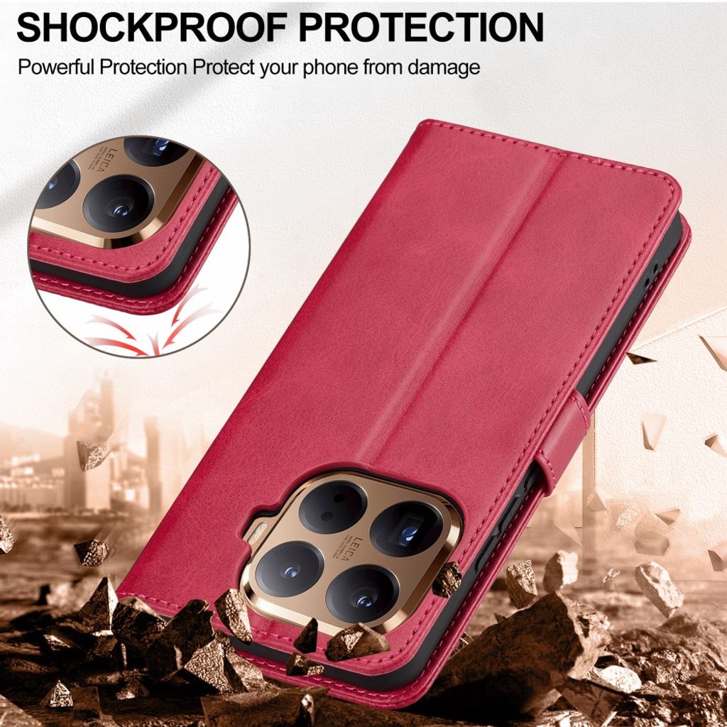 Lc.Imeeke Xiaomi 17T Pro Etui med Kortlomme Stativfunksjon Rosa