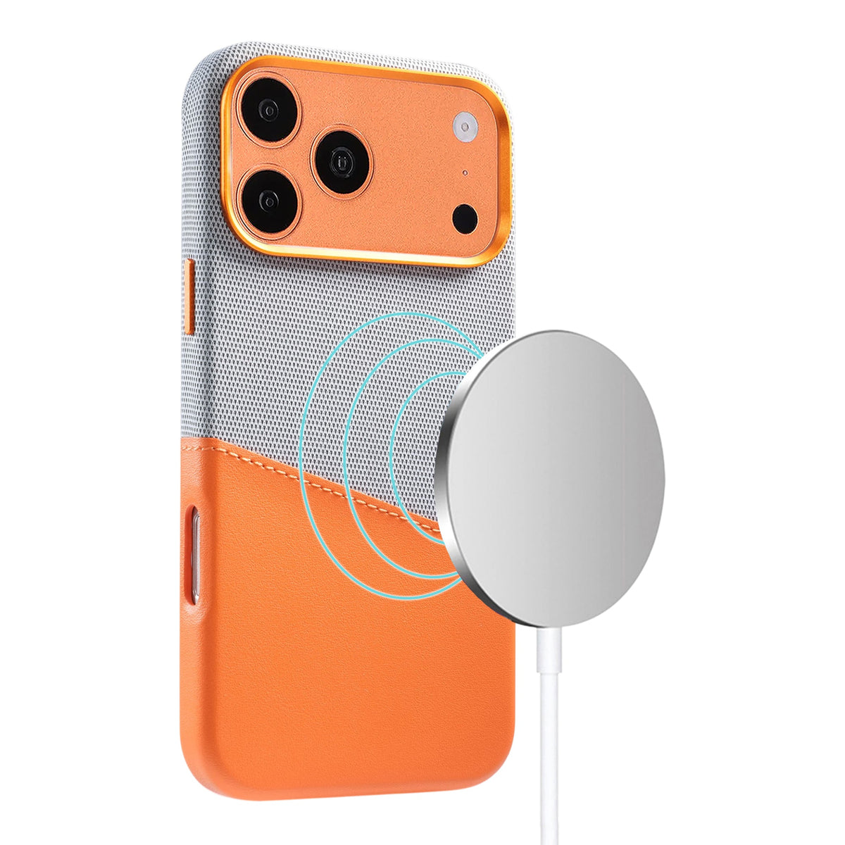 iPhone 17 Pro/iPhone 18 Pro Deksel i lær med Kortholder og MagSafe Oransje