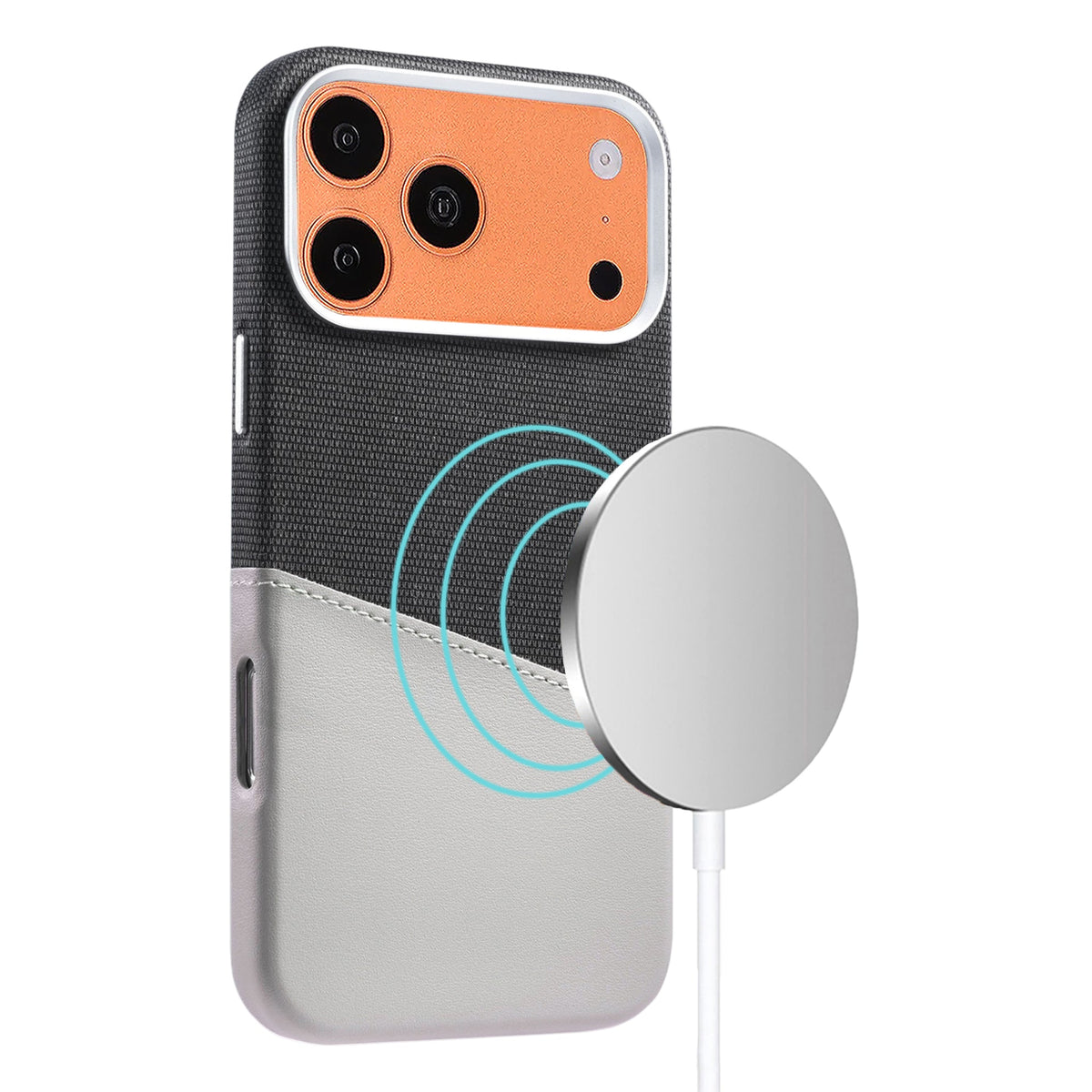 iPhone 17 Pro Max/iPhone 18 Pro Max Deksel i skinn Kortholder MagSafe Grå