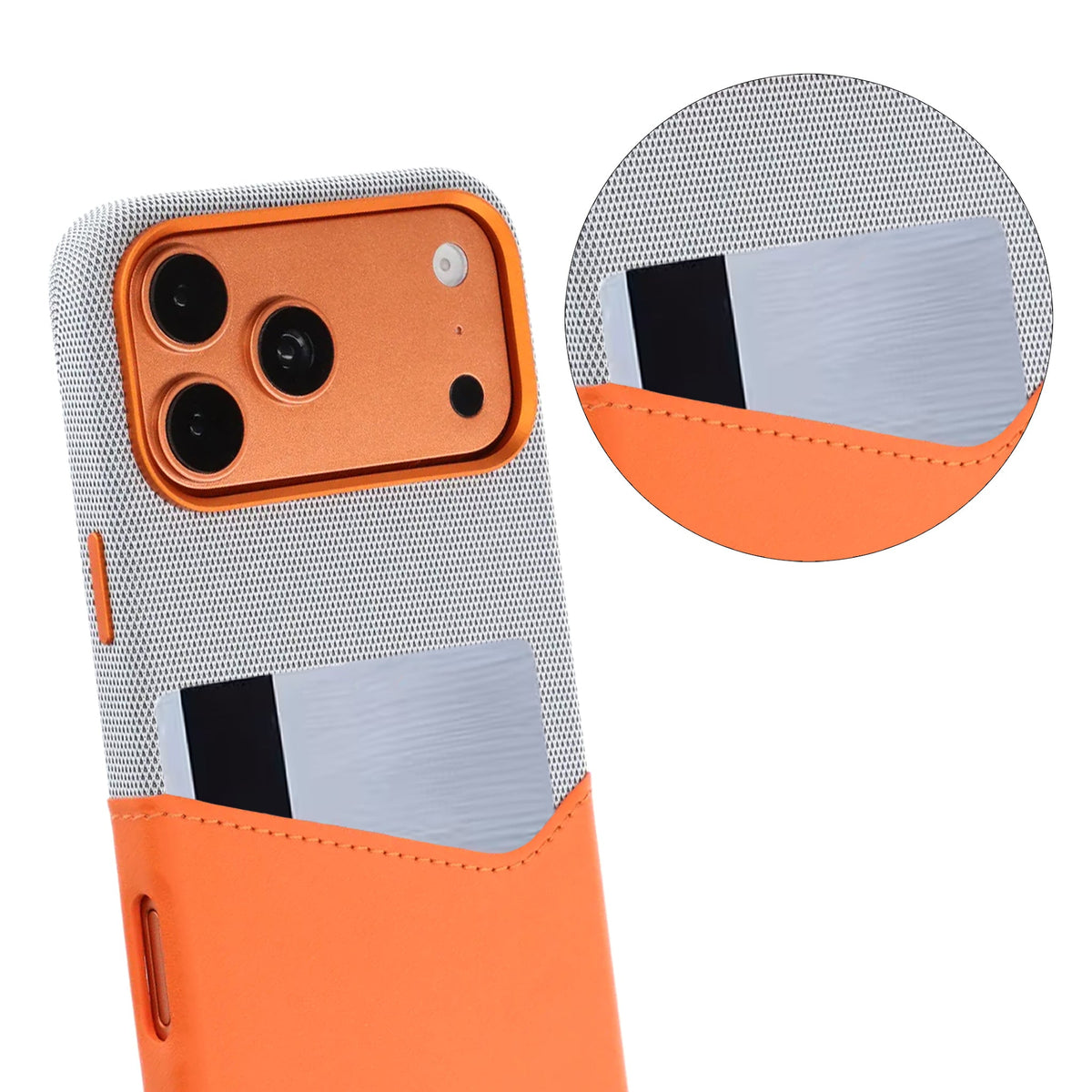 iPhone 17 Pro Max/iPhone 18 Pro Max Deksel i skinn Kortholder MagSafe Oransje