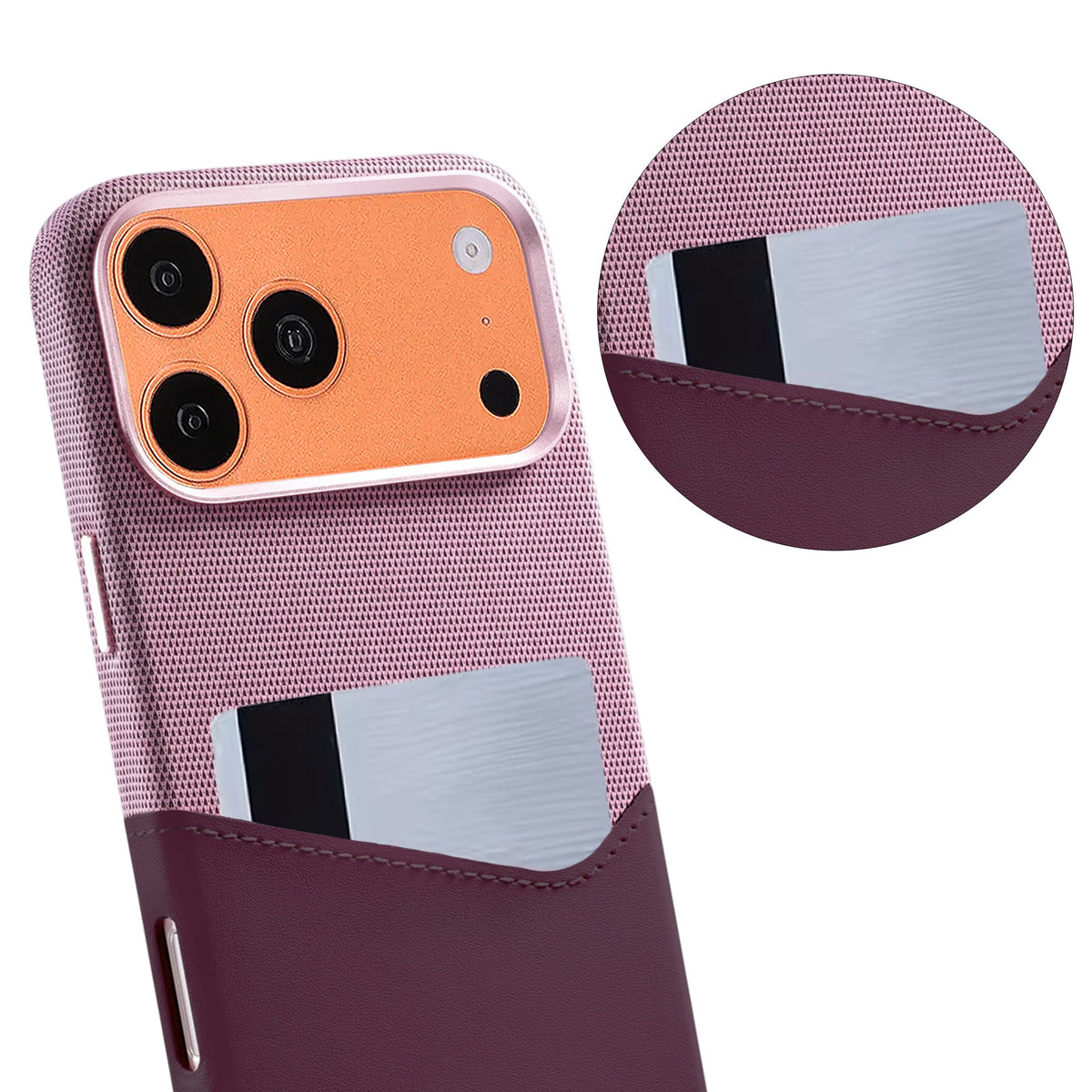 iPhone 17 Pro Max/iPhone 18 Pro Max Deksel i skinn Kortholder MagSafe Lilla