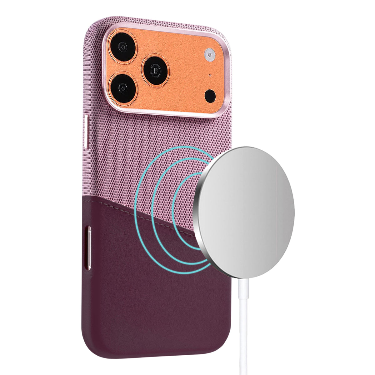 iPhone 17 Pro Max/iPhone 18 Pro Max Deksel i skinn Kortholder MagSafe Lilla